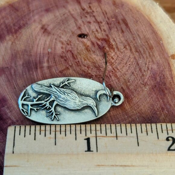 SILVER NIGHT RAVEN EARRINGS - Picture 6 of 6